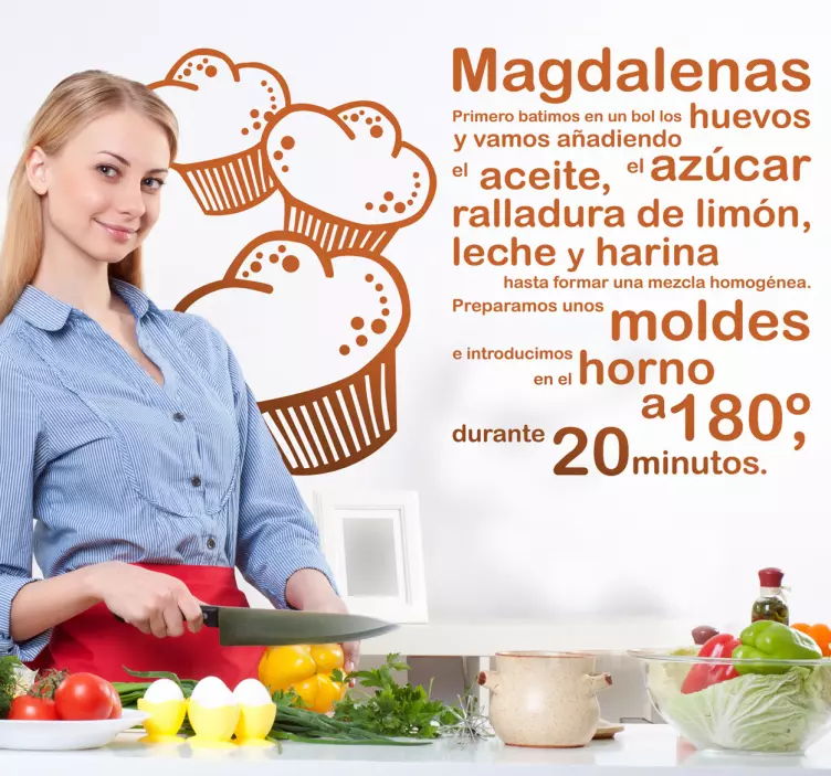 Vinilo decorativo receta magdalenas - TenVinilo