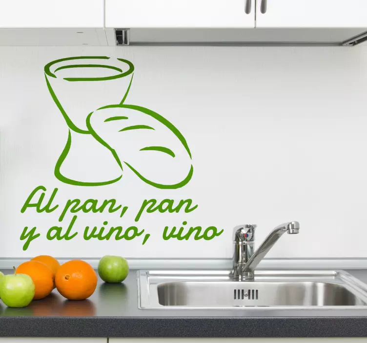 Vinilo decorativo refrán al pan y al vino - TenVinilo