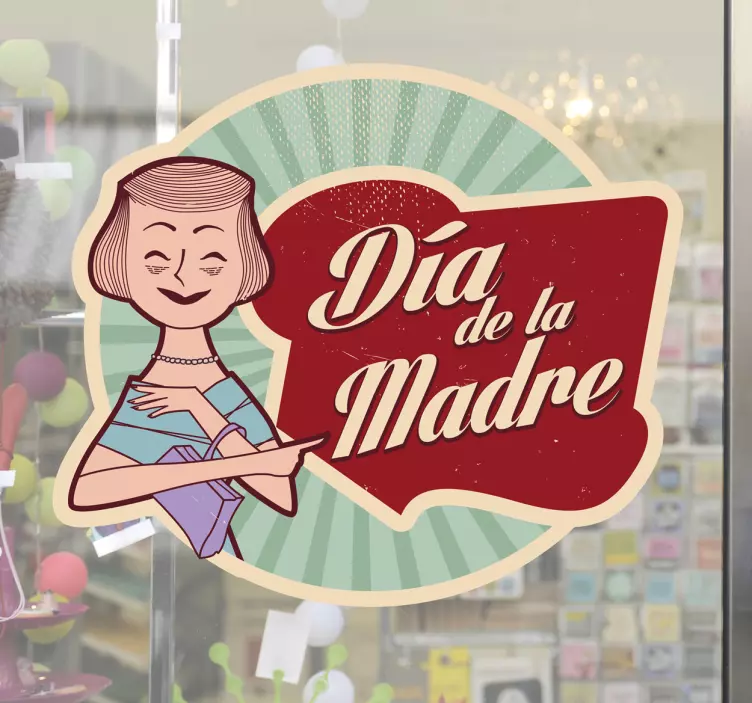Vinilo decorativo retro día madre - TenVinilo