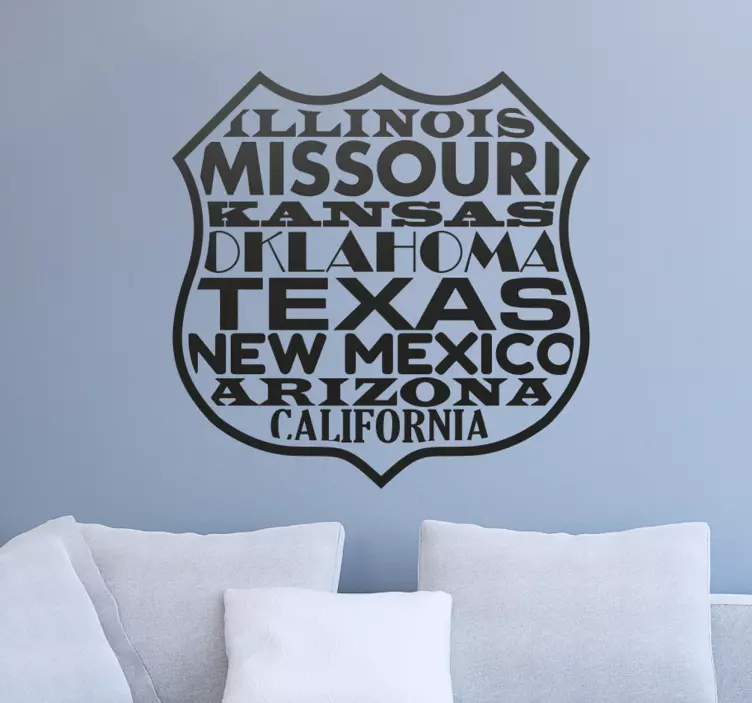 Vinilo decorativo Ruta 66 estados - TenVinilo