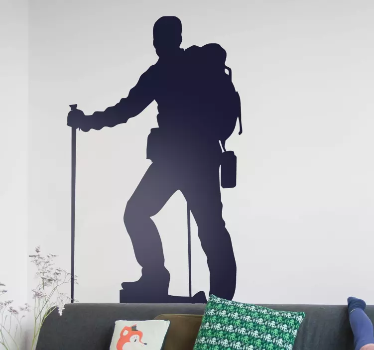 Vinilo decorativo silueta montañista - TenVinilo