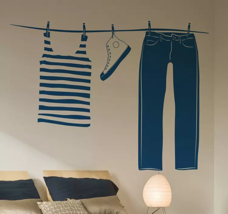 Vinilo decorativo tendedero ropa - TenVinilo