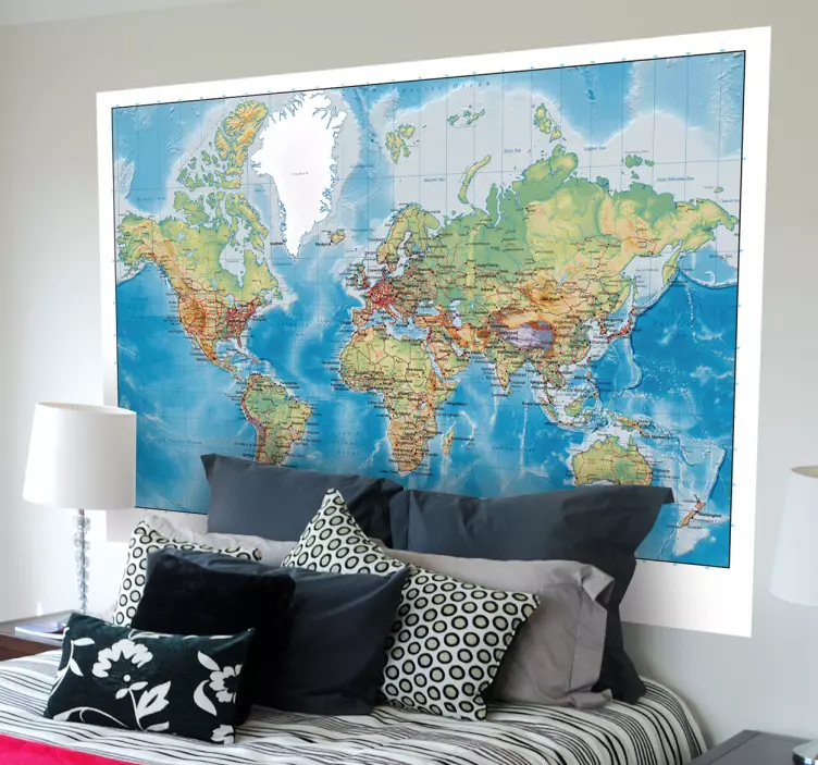 Vinilo mapamundi decorativo world map - TenVinilo