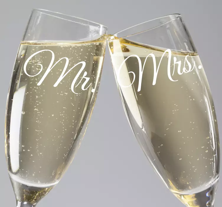 Pegatina boda decorativos copas mr y mrs - TenVinilo