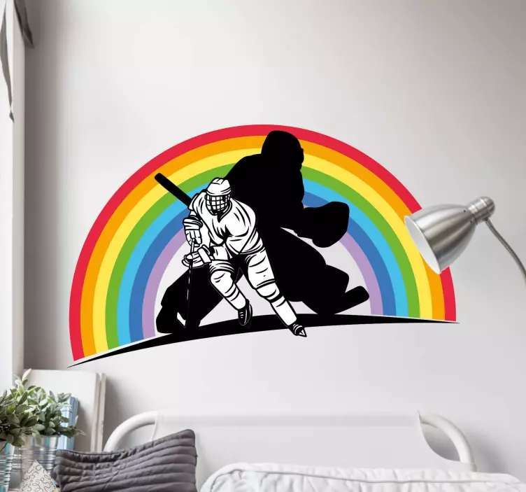 Vinilo deporte acción de jugadores de hockey - TenVinilo