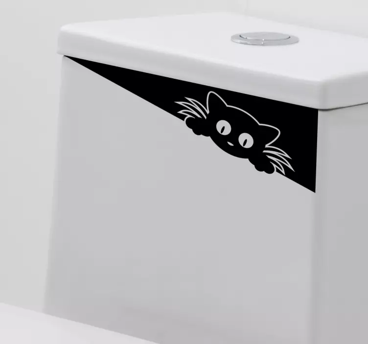 Vinilo 3d con gato para inodoro de baño - TenVinilo