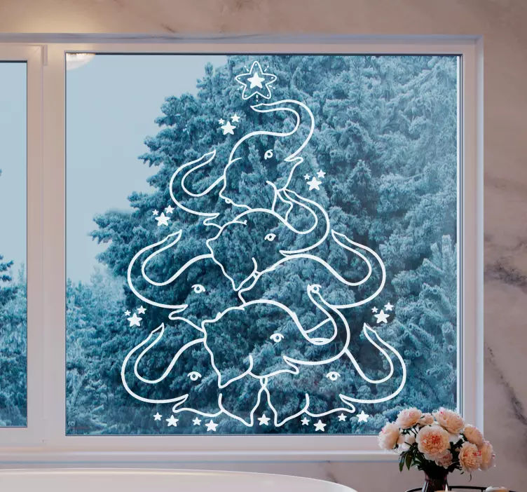 Vinilo navideño diseño del elefante Árbol - TenVinilo