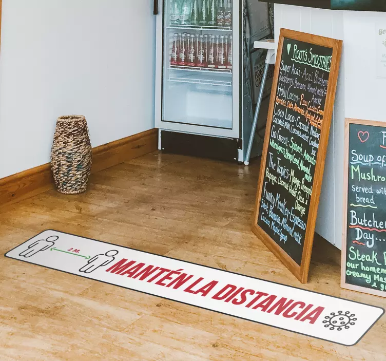 Pegatina para suelo de seguridad mantén distancia - TenVinilo