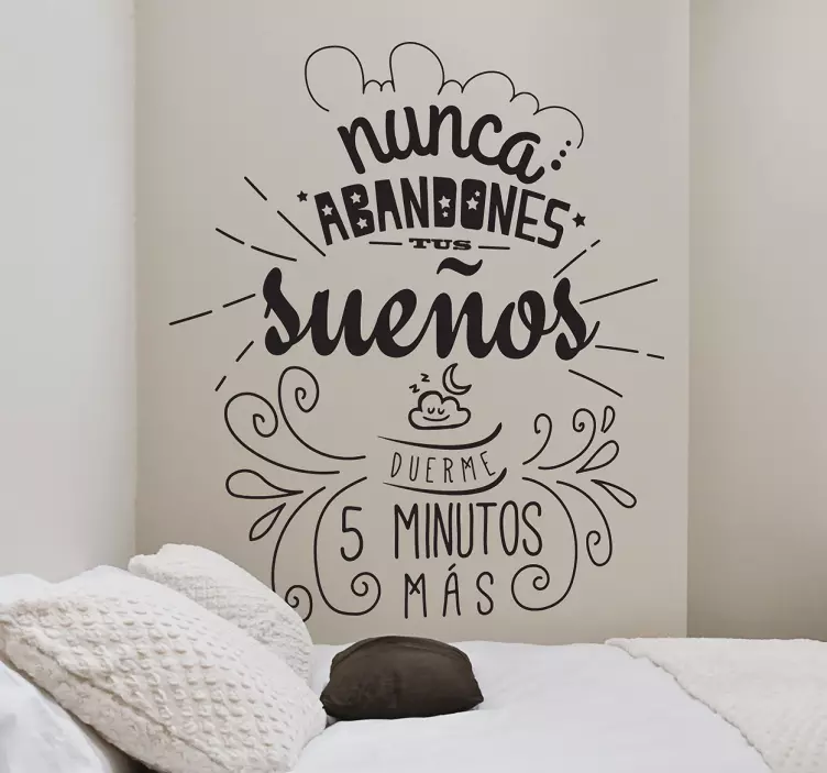 Vinilo pared frase nunca abandones sueños - TenVinilo