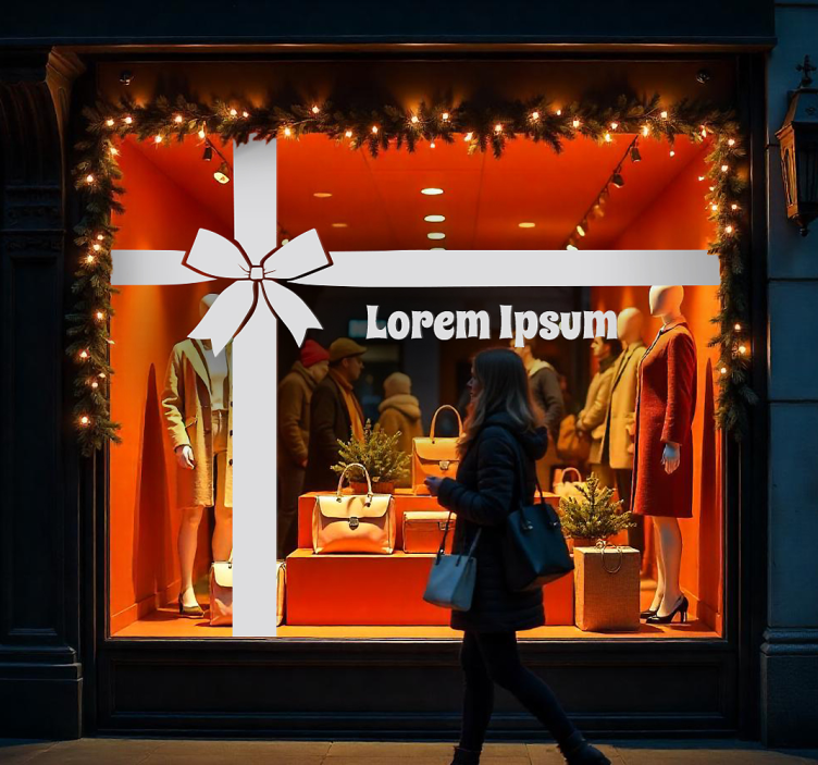 Vinilo escaparate cinta de regalo personalizada - TenVinilo