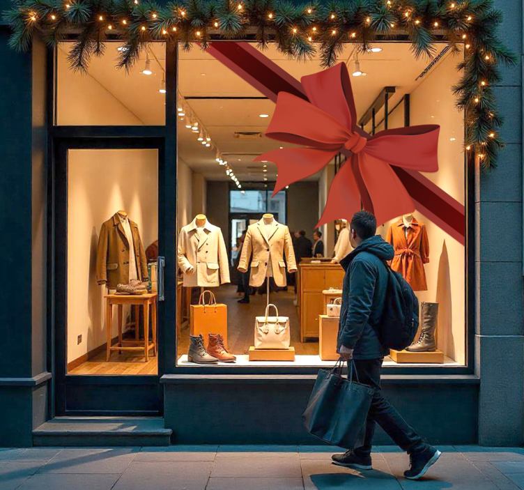 Vinilo escaparate cinta roja de esquina - TenVinilo