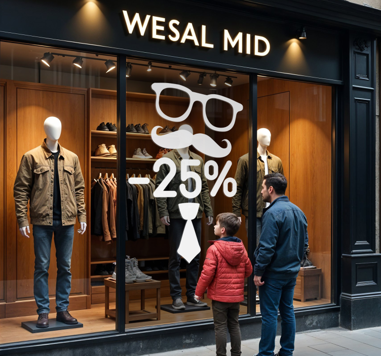 Vinilo escaparate descuento del día del padre - TenVinilo