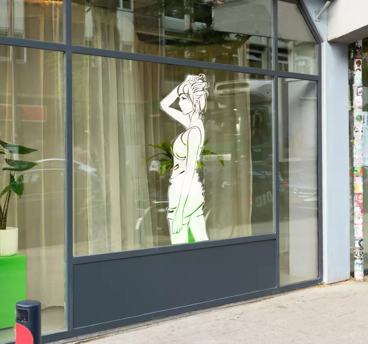 Vinilo escaparate silueta femenina elegante - TenVinilo