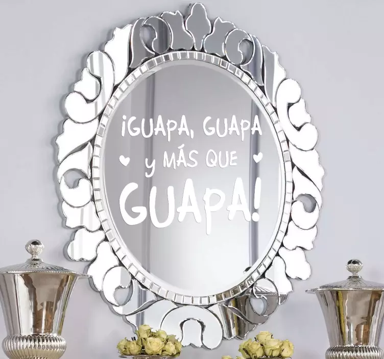 Vinilo frase espejo guapa más que guapa - TenVinilo