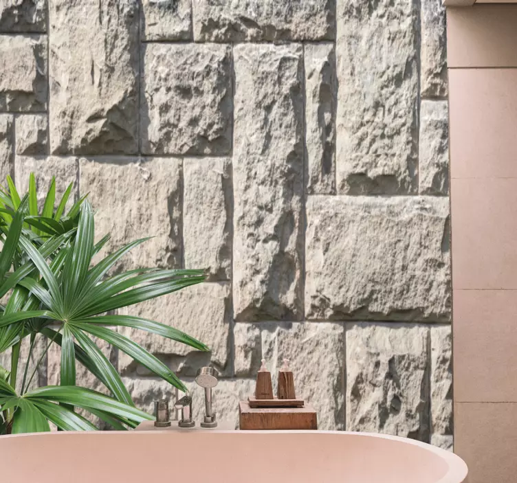 Vinilo estampado decorativo Pared de piedra rústica gris - TenVinilo