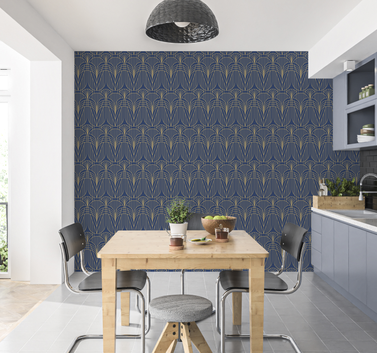 Vinilo estampado decorativo patrón de arte deco con detalles dora - TenVinilo