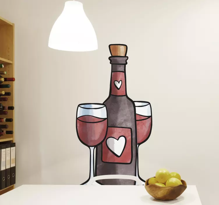 Vinilo gastronomía ilustración de botella de vino - TenVinilo