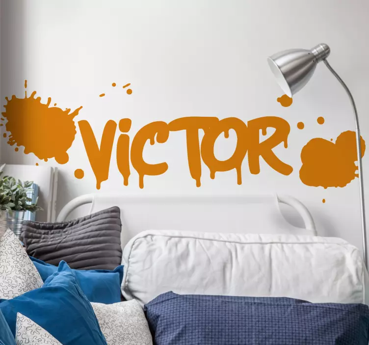 Vinilo graffiti manchas de pintura con nombre - TenVinilo