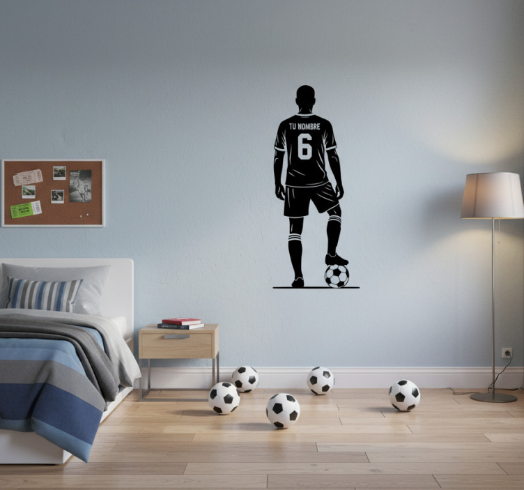 Vinilo habitación juvenil camiseta de fútbol personalizada - TenVinilo
