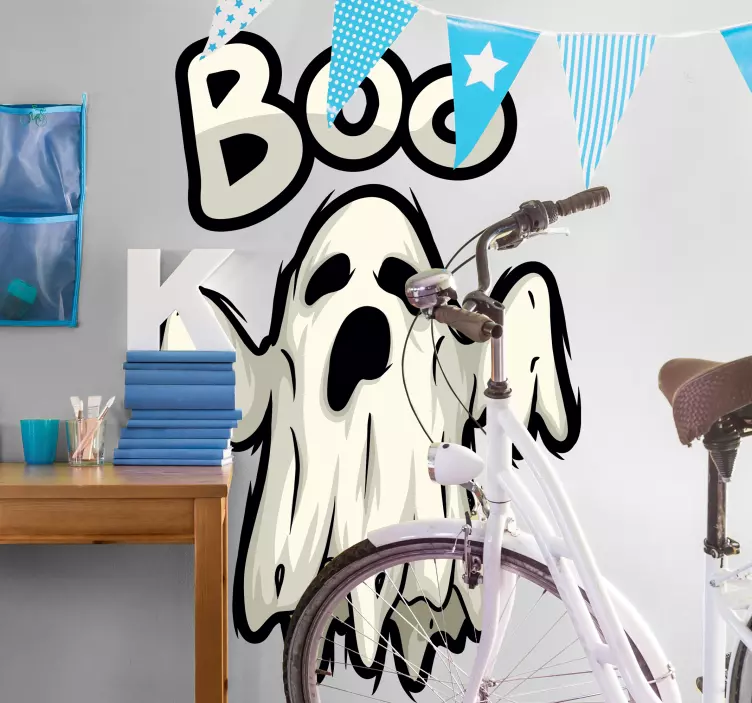 Pegatina Halloween fantasma asustando boo - TenVinilo