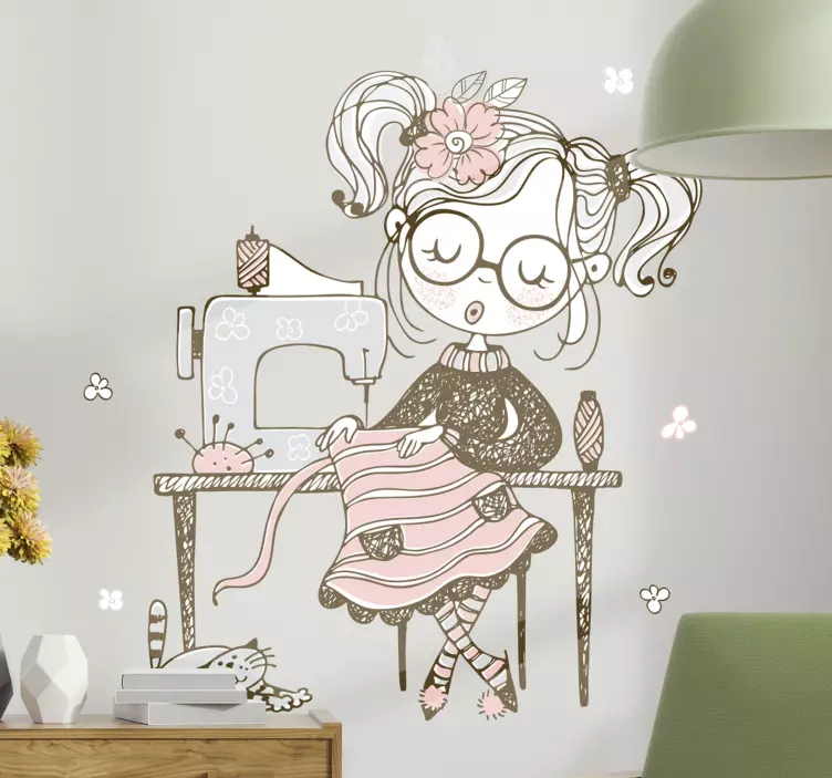 Vinilo ilustración Conjunto de costura - TenVinilo