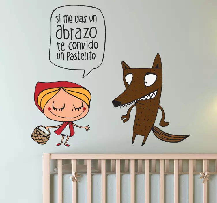 Vinilo infantil caperucita y lobo - TenVinilo