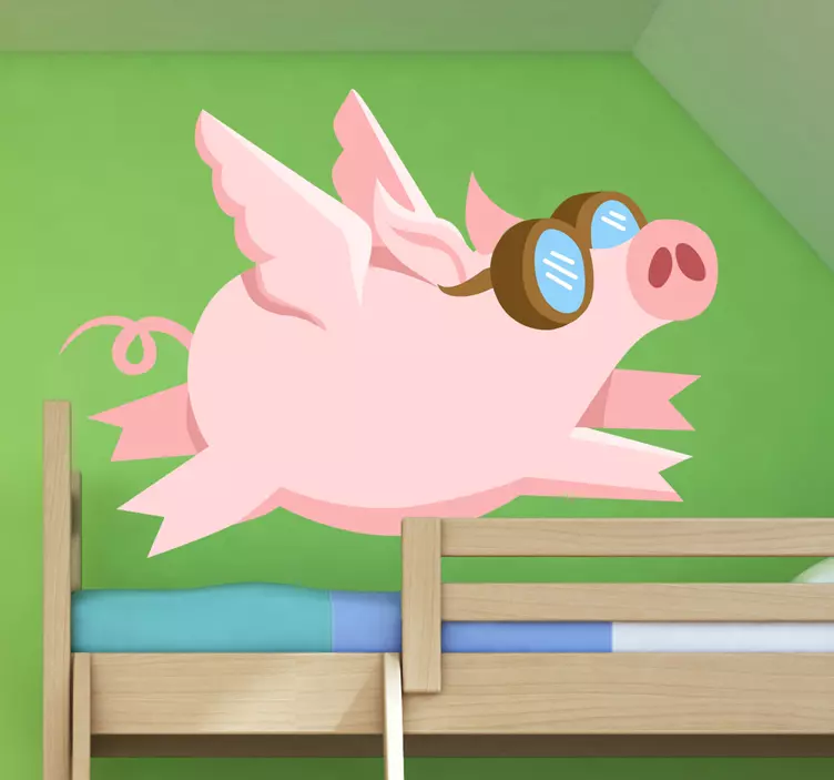 Vinilo infantil cerdito volador - TenVinilo