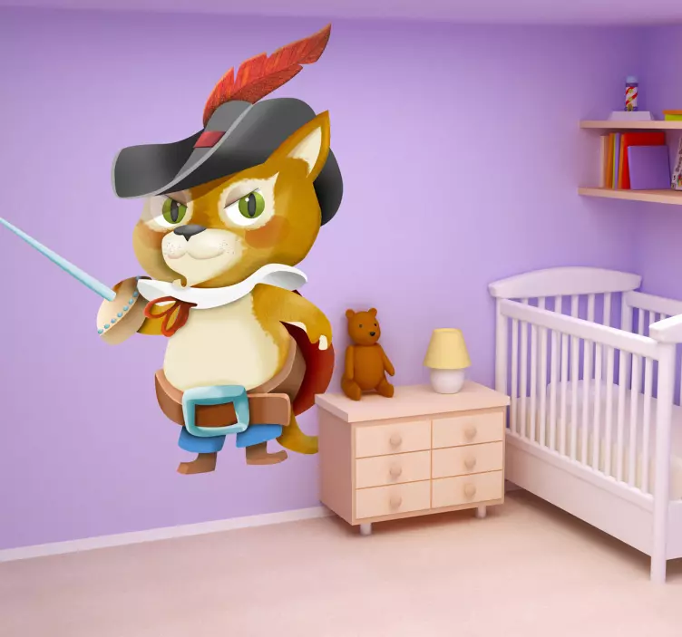 Vinilo infantil gato con botas - TenVinilo