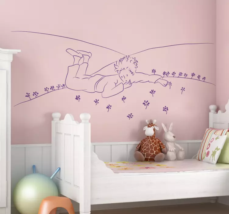 Vinilo infantil Principito tumbado hierba - TenVinilo