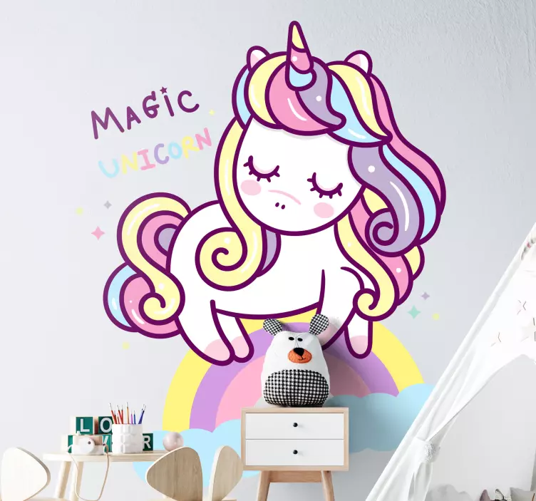 Vinilo infantil unicornio mágico tonos pastel - TenVinilo
