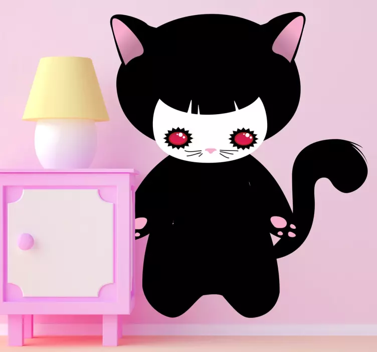 Vinilo lindo gato de dibujos animados - TenVinilo