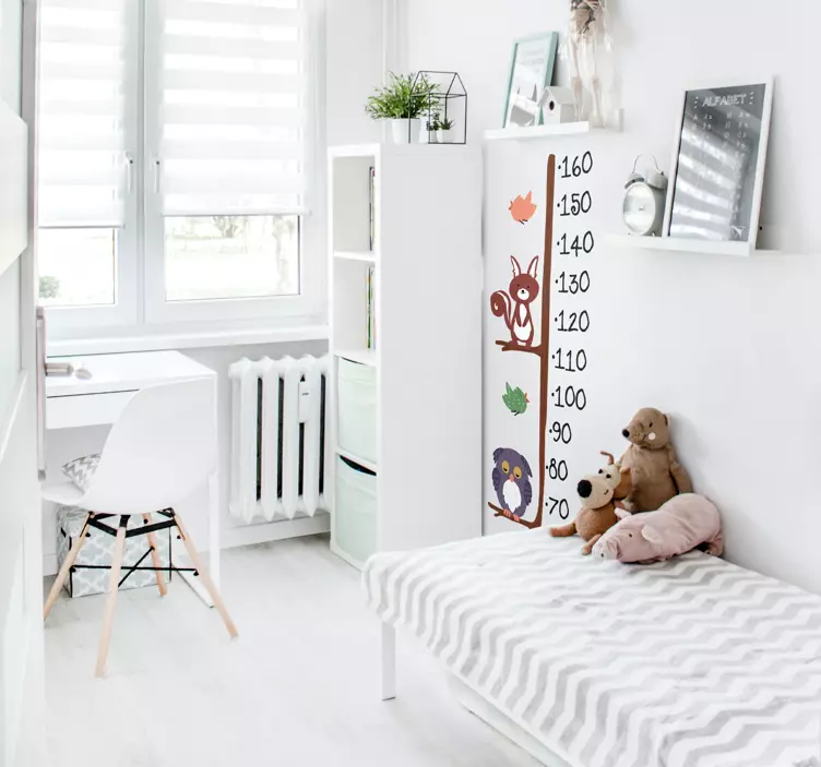 Vinilo medidor infantil Tabla de altura de buho y conejo - TenVinilo
