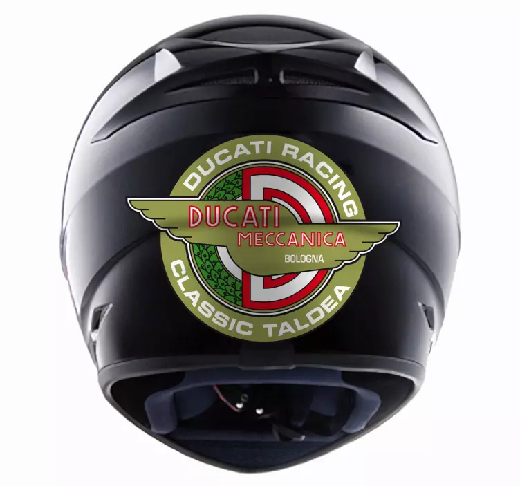 Pegatina casco moto logo Ducati antiguo - TenVinilo