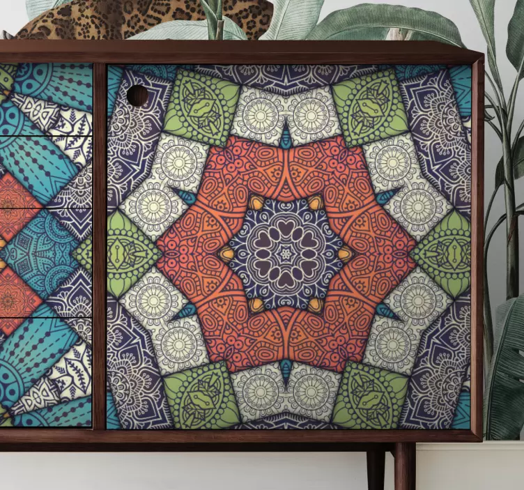 Vinilo para mueble Azulejos de colores como decoración cuadrada - TenVinilo