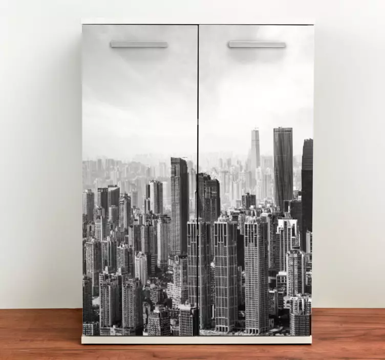 Vinilo para mueble Decoración de armario con vista a la ciudad - TenVinilo