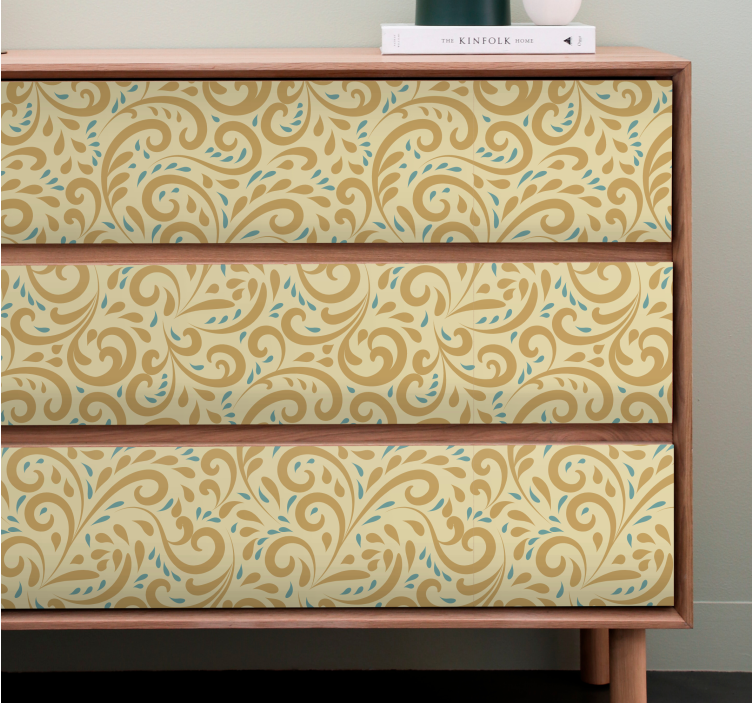 Vinilo para mueble Dibujado a mano patrón floral vintage - TenVinilo