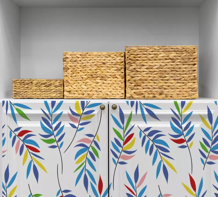 Vinilo para mueble Mosaico multicolor de pequeñas hojas - TenVinilo