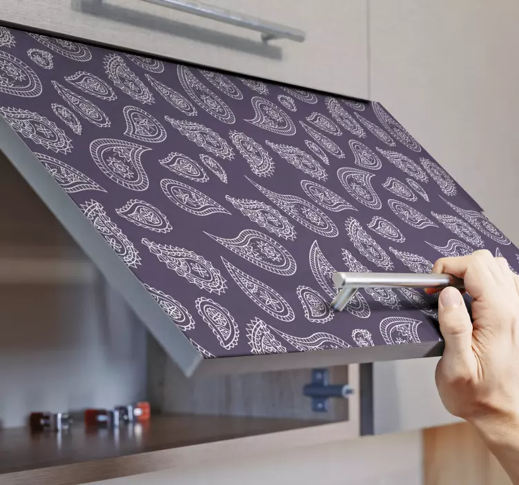 Vinilo para muebles paisley retro tono lila - TenVinilo