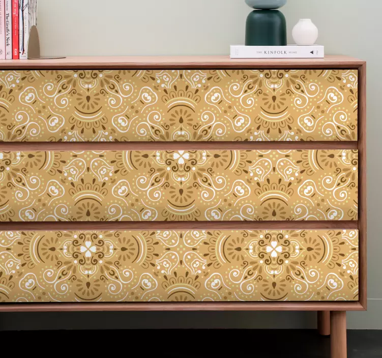 Vinilo para mueble Patrón ornamental beige vintage - TenVinilo