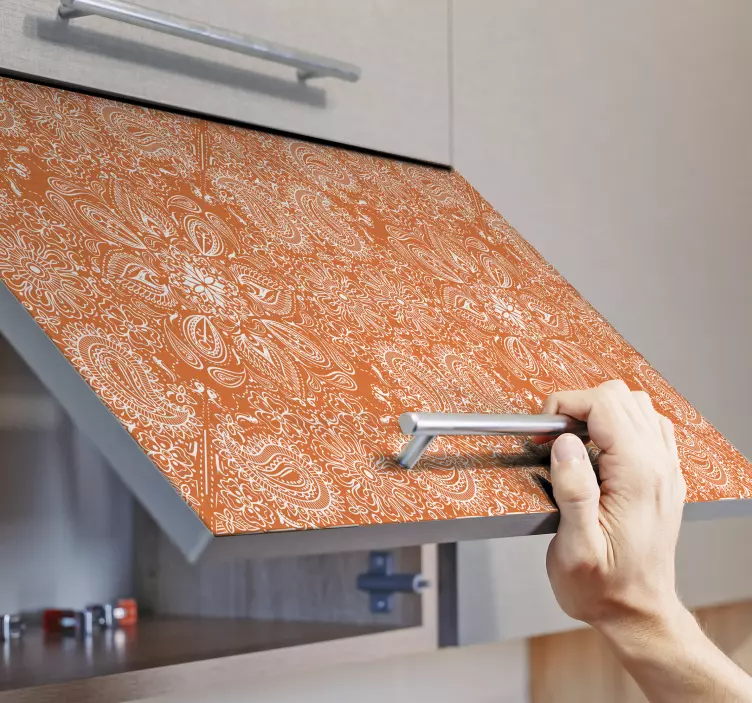 Vinilo para muebles patrón paisley naranja - TenVinilo