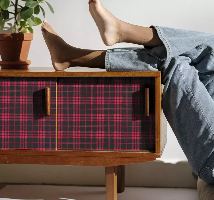 Vinilo para muebles patrón tartán navidad - TenVinilo