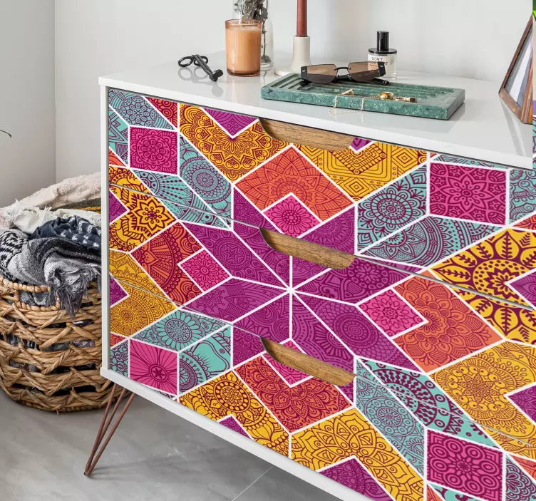 Vinilo para muebles mosaico de paisley - TenVinilo