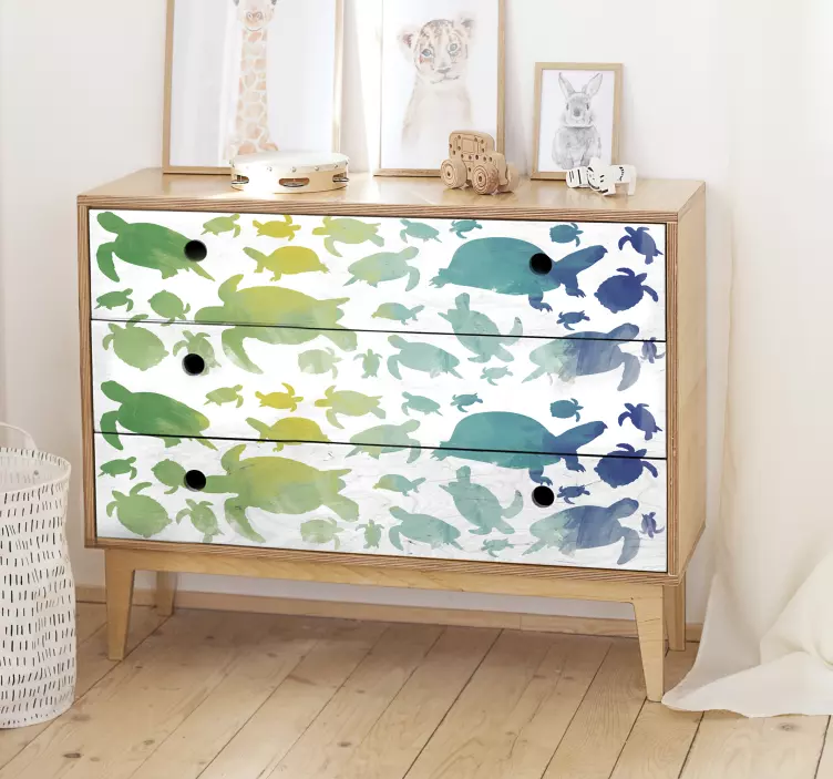 Vinilo para muebles tortugas coloridas - TenVinilo