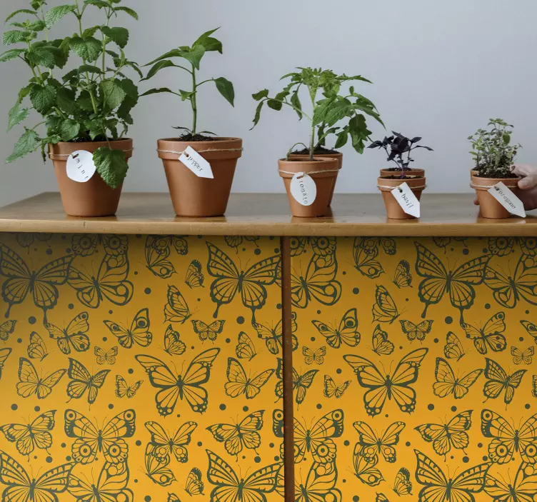 Vinilo naturaleza fondo de planta de mariposa - TenVinilo
