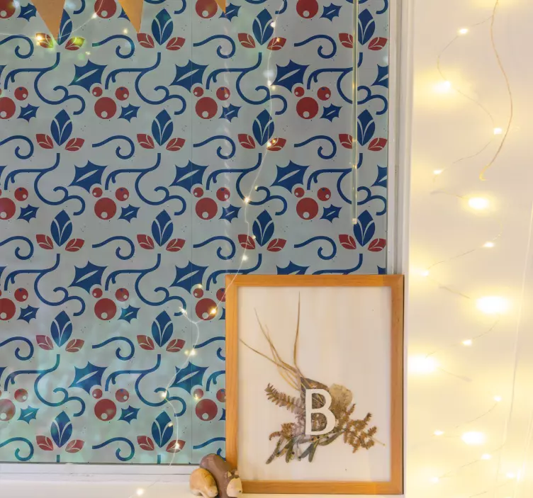 Vinilo naturaleza fondo floral azul - TenVinilo