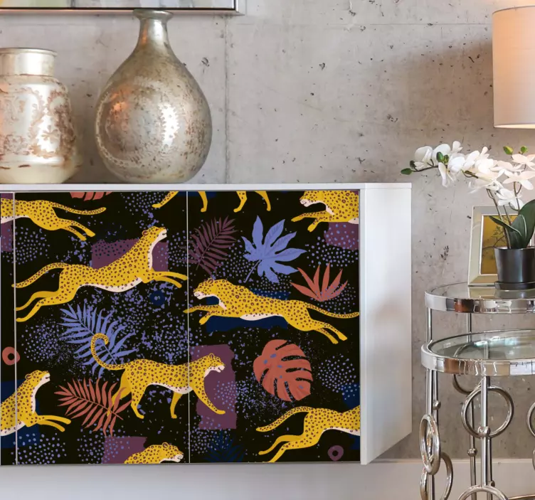 Vinilo para mueble leopardos saltando - TenVinilo
