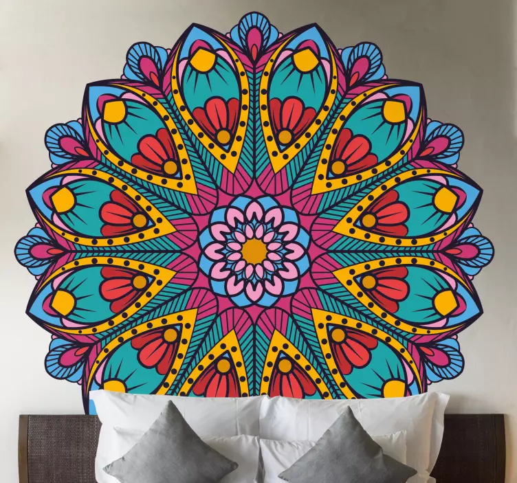 Vinilo floral mandala botánico vibrante - TenVinilo