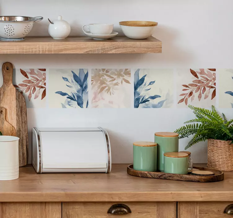 Azulejo adhesivo patrón floral de acuarela - TenVinilo