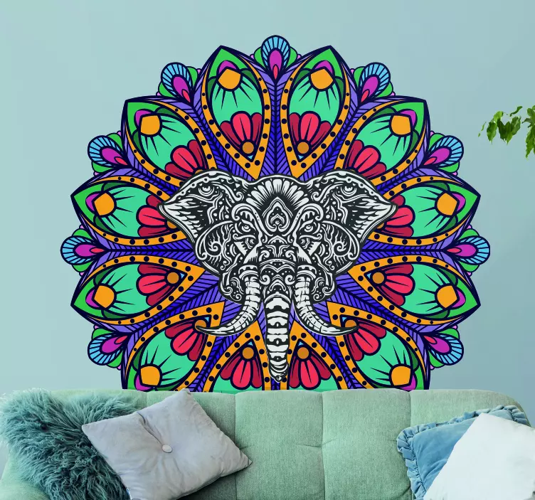 Vinilo ornamental patrón mandala de elefante - TenVinilo