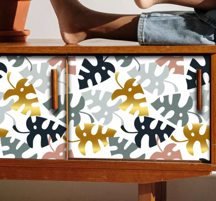 Vinilo ornamental patrones de hojas atrevidos - TenVinilo